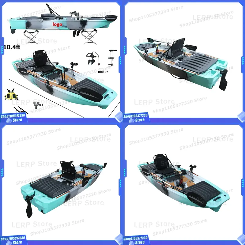 Fishing Kayak Pedal Drive - 10.4フィート フィンペダル式カヤック シングルパドラー フィッシングカヌー/カヤック フラップ HDPEハル