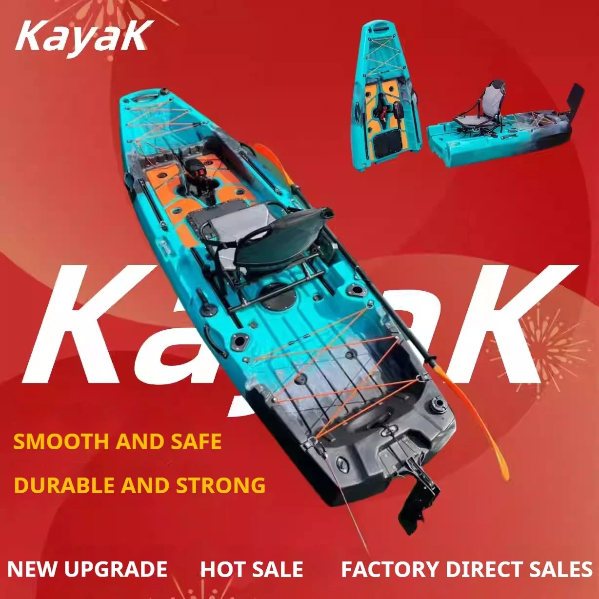 Fishing Kayak Pedal Drive - LLDPEモジュラーカヤックカヌー（ペダル＆電動ドライブ付き）、釣り用ボート、調整可能なシート、ハードシェル、ポータブル、ロールモールドラフト