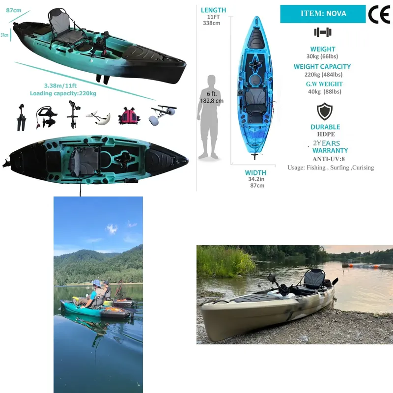 Fishing Kayak Pedal Drive - 釣り用フラップドライブペダルカヤック 11フィート HDPEフィン ロトモールドモーター 電動 1人乗り