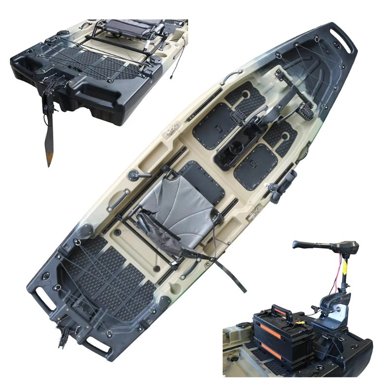 Fishing Kayak Pedal Drive - 1人乗りHDPE/PE製シットオントップCE認証電動シーカヌーフィッシングカヤックフットペダルドライブ耐久性軽量パドル2年保証
