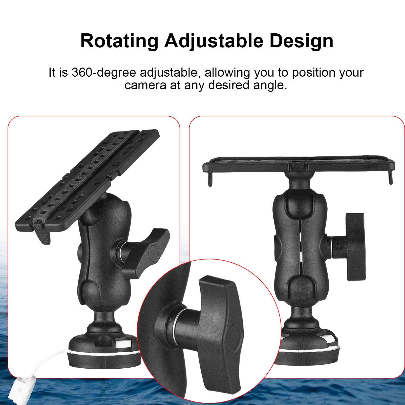 Fishing Kayak Fish Finder Mount - 魚群探知機マウント、長方形ベースカヤックレール取り付けシステム釣りアクセサリー