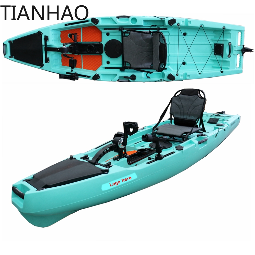 Fishing Kayak Pedal Drive - プロペラペダル駆動の回転式カヤック、プラスチック製カヌー、高品質で幅広く安定した釣り用